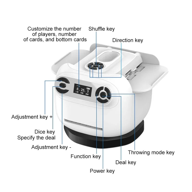 360 Degree  Automatic Card Shuffler and Dealer Machine Rotating 2 Deck Electric Casino Card Shufflers Built-in Gameplays