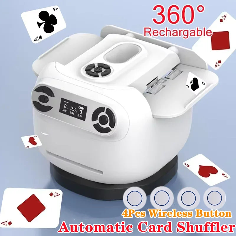 360 Degree  Automatic Card Shuffler and Dealer Machine Rotating 2 Deck Electric Casino Card Shufflers Built-in Gameplays