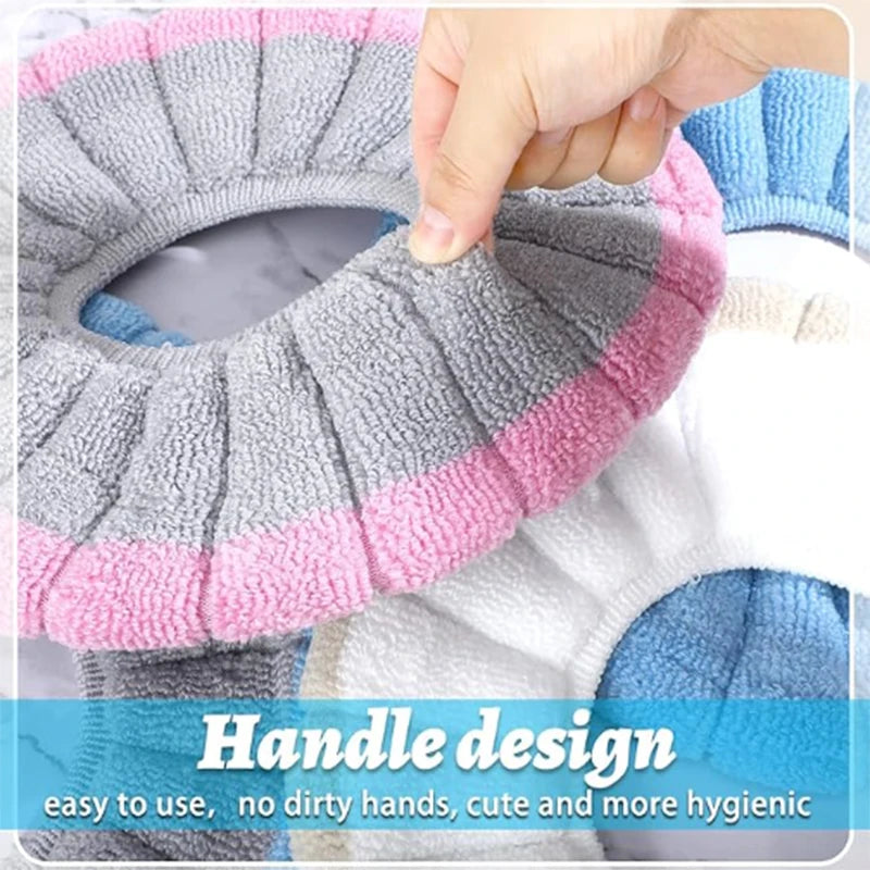 5 Piece Set Toilet Seat Cover , Soft  and Comfortable, Fits Most Toilets, Anti-Slip, Highly Absorbent