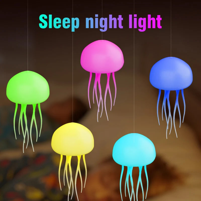 Cartoon Jellyfish Night Light RGB Gradient Cute Jellyfish Bedside Lamp Voice Control Type-C Charging LED Night Lamp