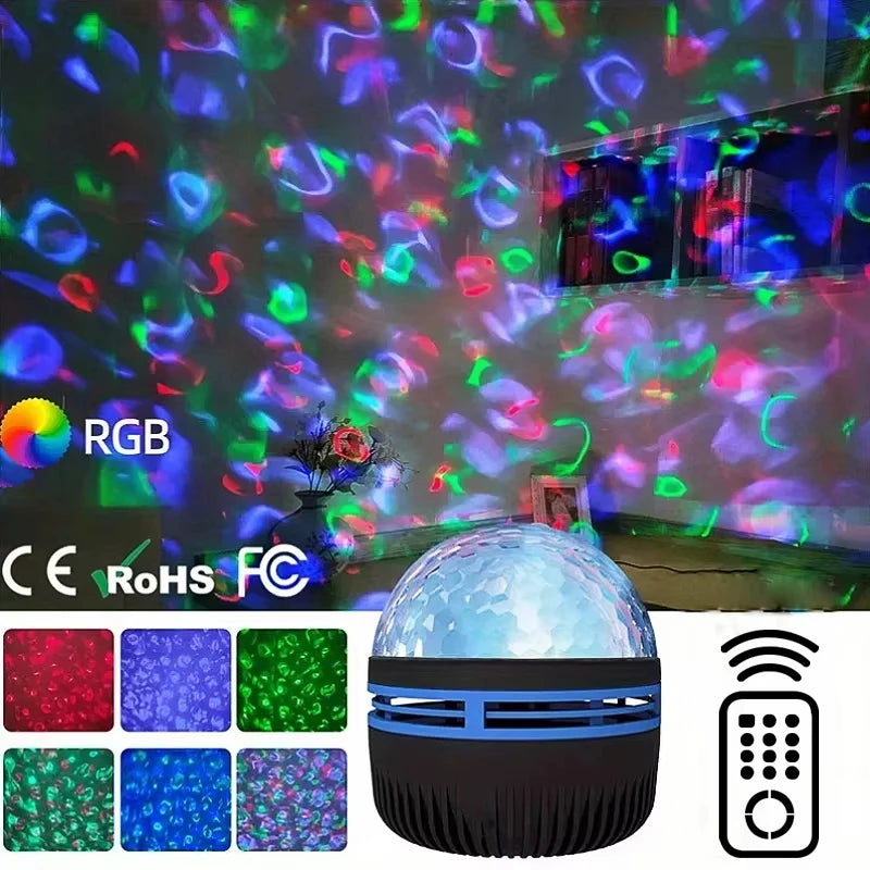 Star Projector, Galaxy Projector, Water Ocean Wave Projector For Bedroom Night Light  Room Decor With 7-Colors Patterns