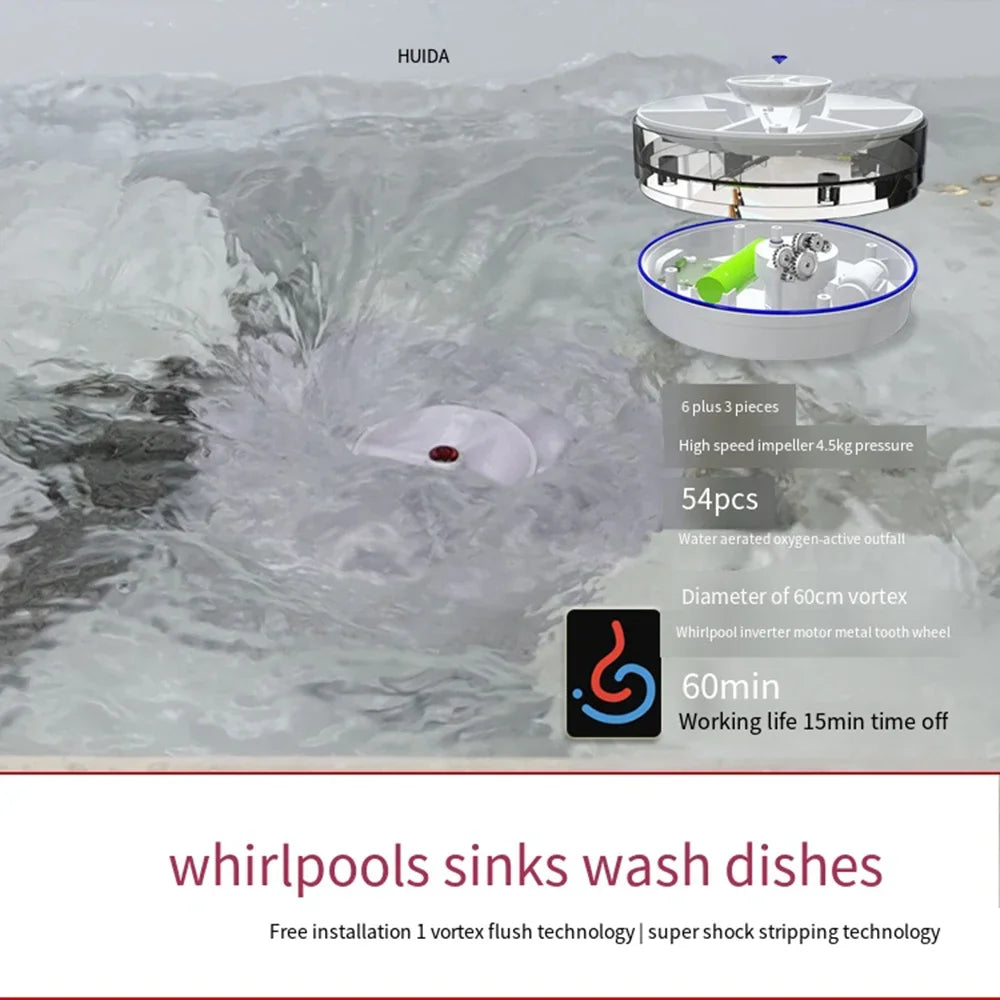 Mini Turbo Dishwasher Portable USB Rechargeable Bucket Free Household Sink Dishwasher Equipment