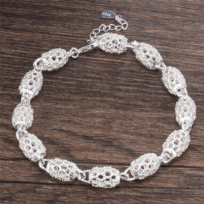 Sterling Silver Bracelets For Women Luxury Original Designer Hollow Lantern Ball Charm Bracelets Beautiful Jewelry