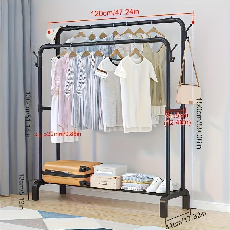 Double Row Metal Material, Portable Black And White Iron Art, Wardrobe Organization, Retail Display, Suitable For Bedside