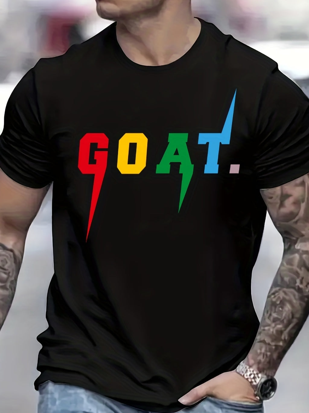 GOAT Patterned Printed Men's Comfortable And Chic T-shirt, Patterned T-shirt For Men's Summer Outdoor Clothing