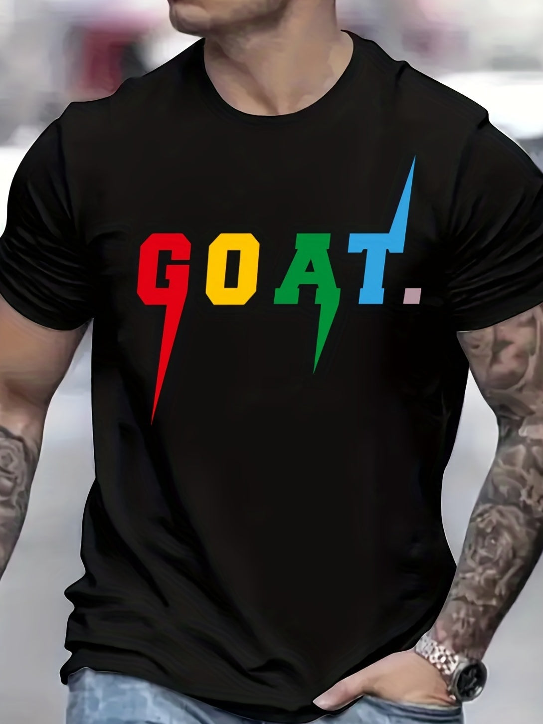GOAT Patterned Printed Men's Comfortable And Chic T-shirt, Patterned T-shirt For Men's Summer Outdoor Clothing