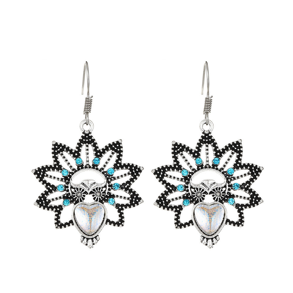 European And American Ins Style Alloy Distressed Geometric Moonstone Eardrops