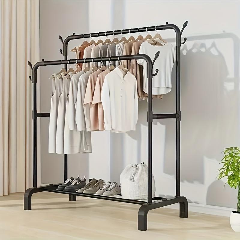 Double Row Metal Material, Portable Black And White Iron Art, Wardrobe Organization, Retail Display, Suitable For Bedside
