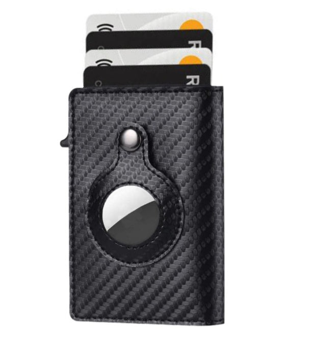 AirTag Wallet Anti Theft Bullet Card Bag Multi-functional Rfid Card Holder Men's Leather Slim Wallets