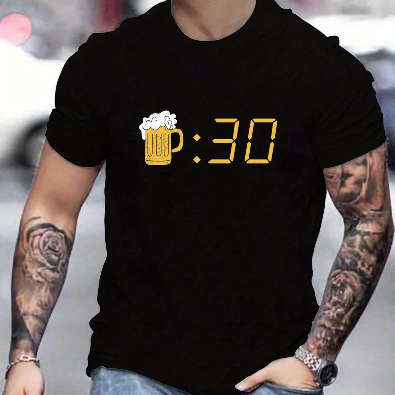 Beer Patterned Printed Men's Comfortable And Chic T-shirt, Patterned T-shirt