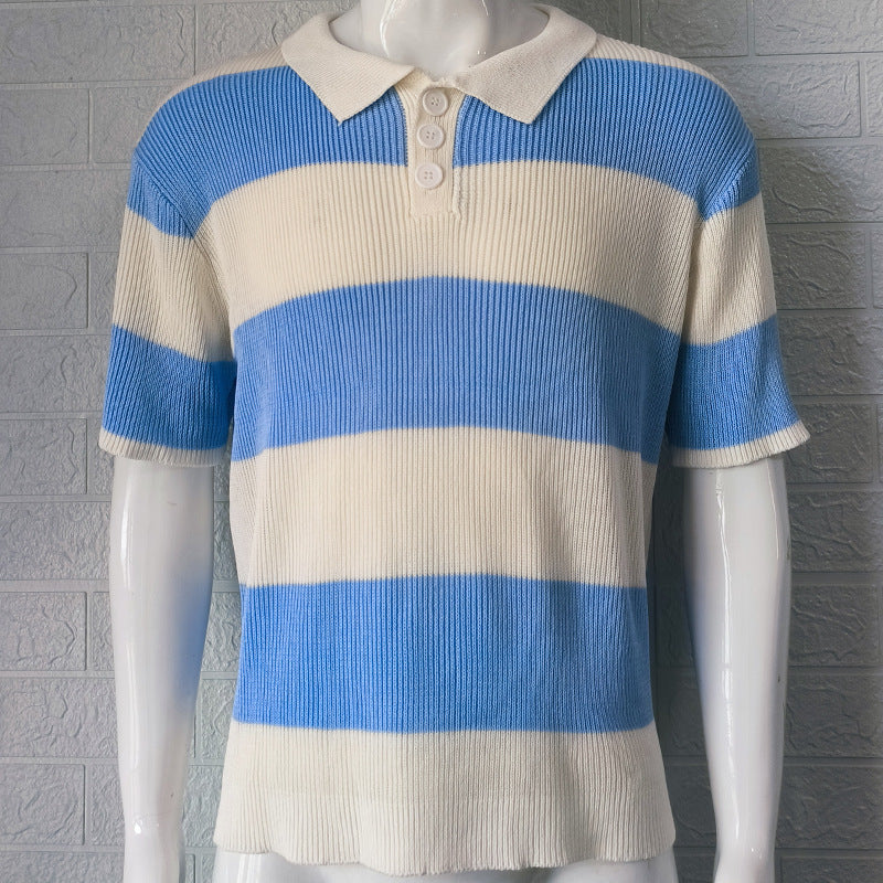 Lapel Sweater Short Sleeve Men Clothing Men Wears