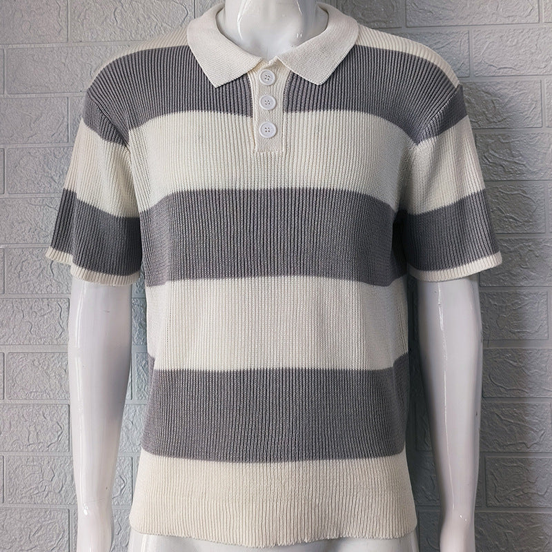 Lapel Sweater Short Sleeve Men Clothing Men Wears