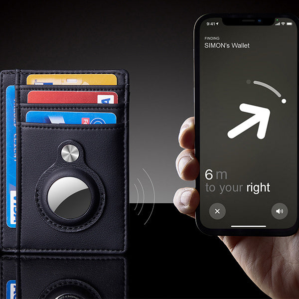 AirTag Wallet Anti Theft Bullet Card Bag Multi-functional Rfid Card Holder Men's Leather Slim Wallets